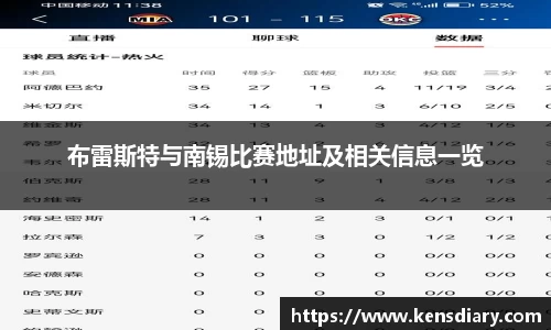 布雷斯特与南锡比赛地址及相关信息一览